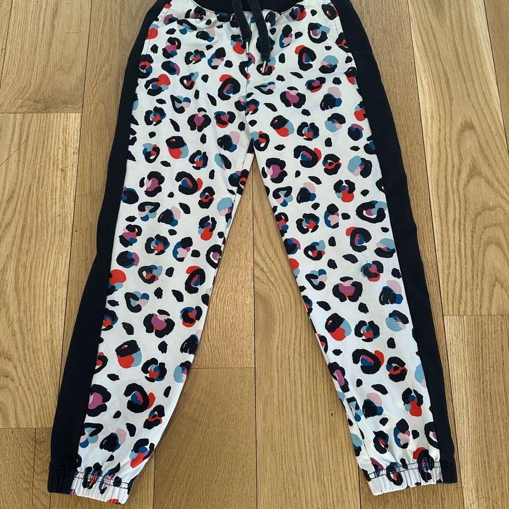 Leopard Print Joggers with Black Side Panels